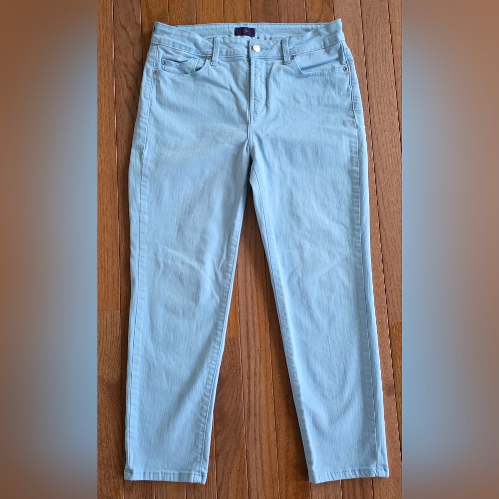 NYDJ Lift & Tuck Ankle Jeans Women's Size 10P Blue Mid-Rise 5 Pockets Design